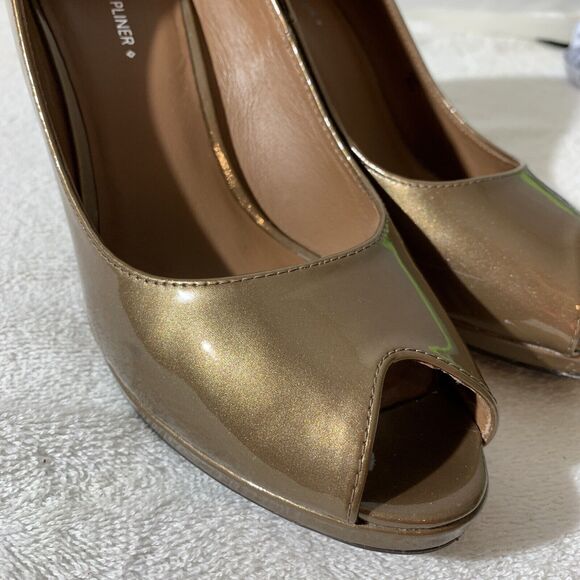 Donald J Pliner Habiki Peep Toe Wedges Snake Print Gold Women’s 9.5 Bronze - Picture 9 of 9